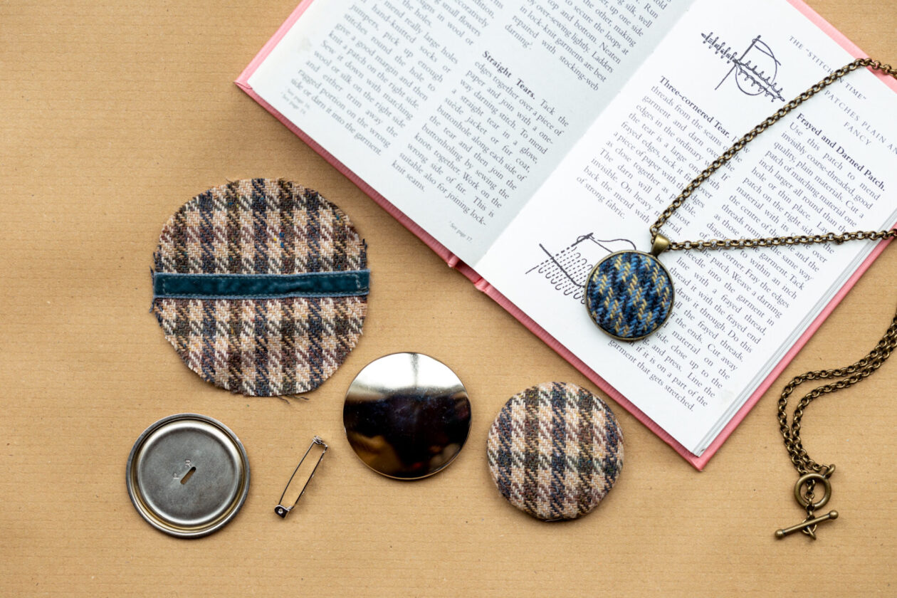 Make do and mend button pendants