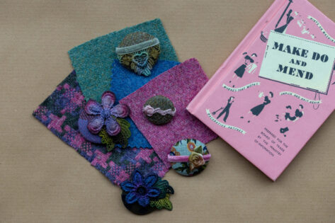 Tweed and lace brooches