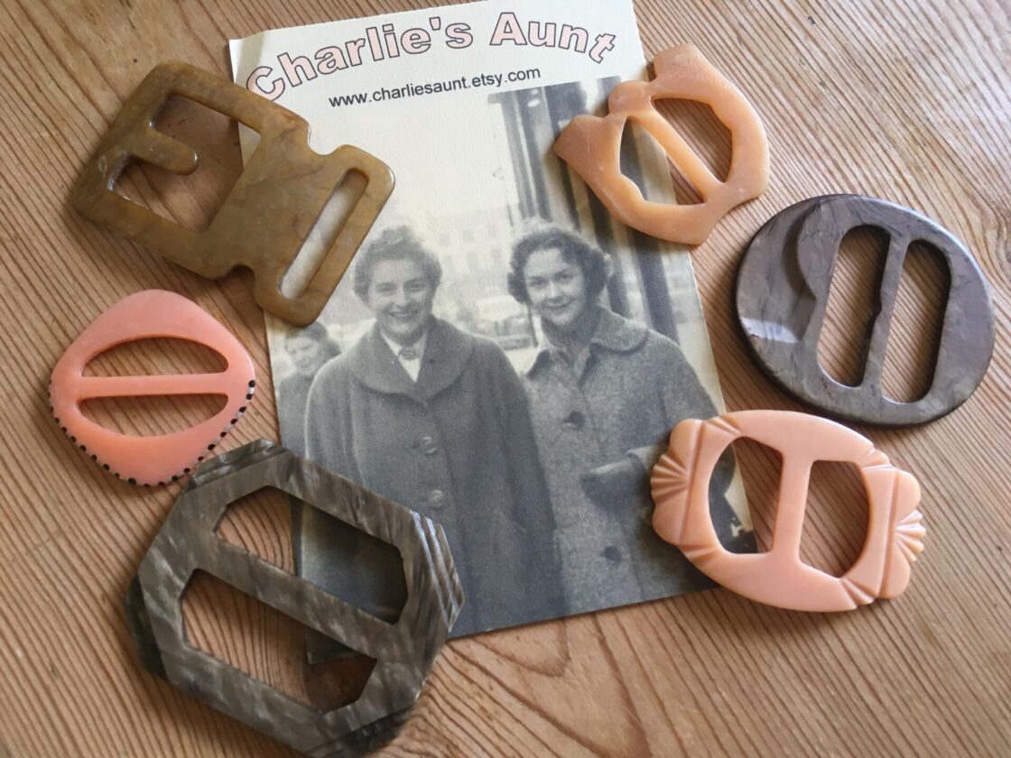 A selection of vintage Bakelite buckles