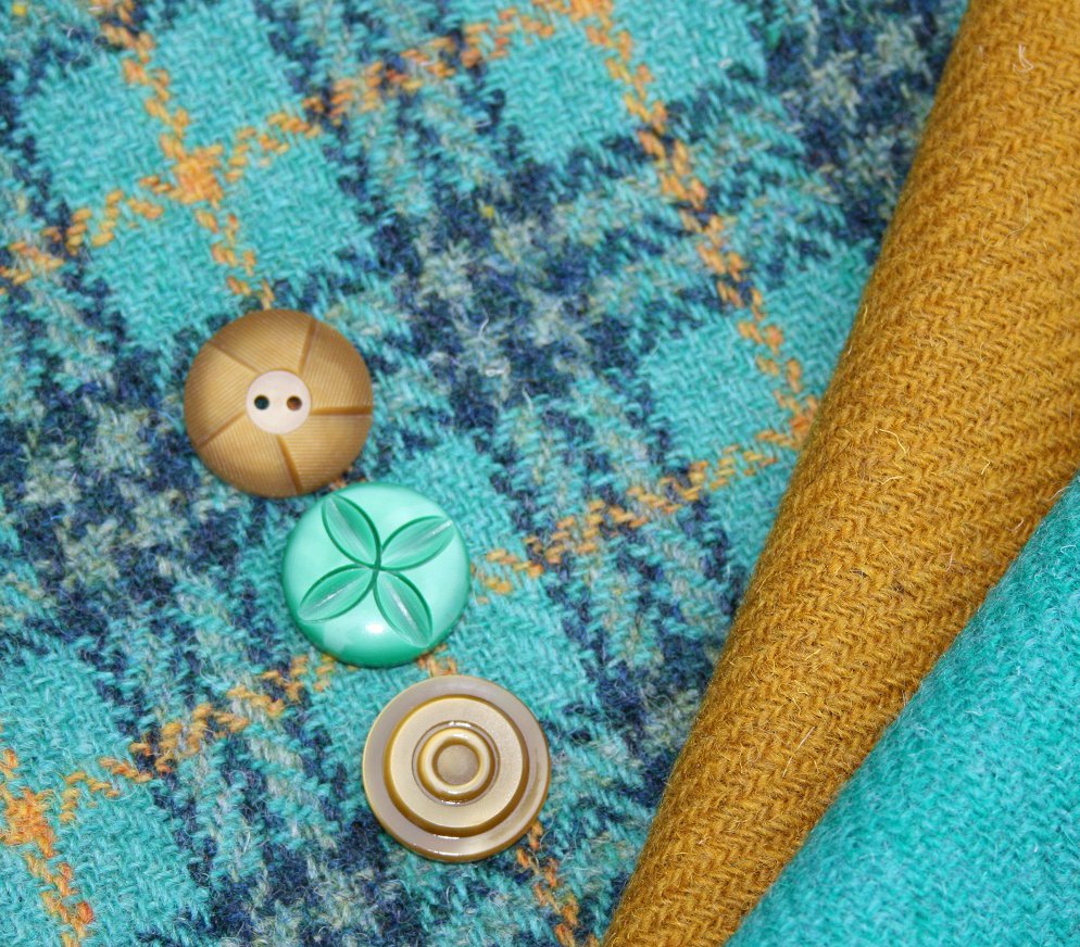 Harris Tweed in bright shades with toning vintage buttons