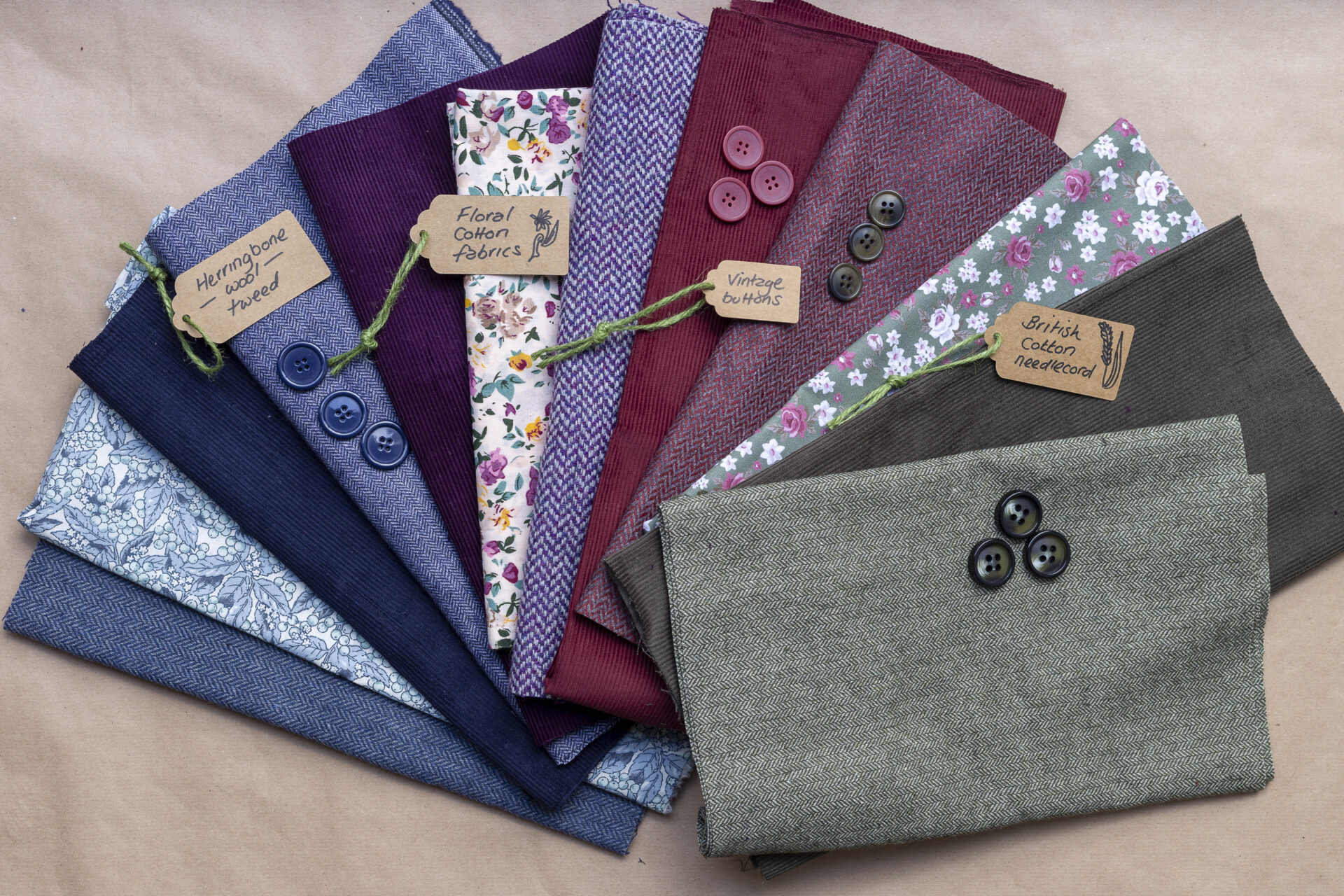 British tweeds, corduroy and floral fabrics