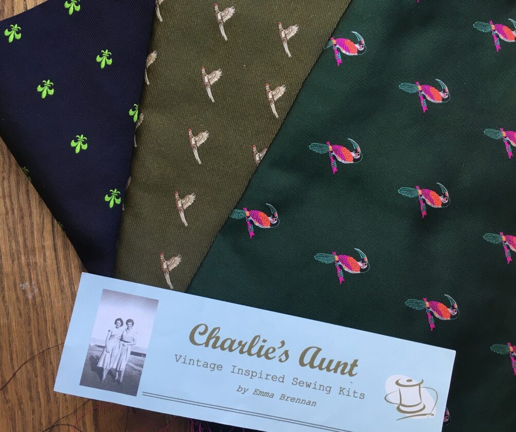 Whimsical animal motifs adorn this silk
