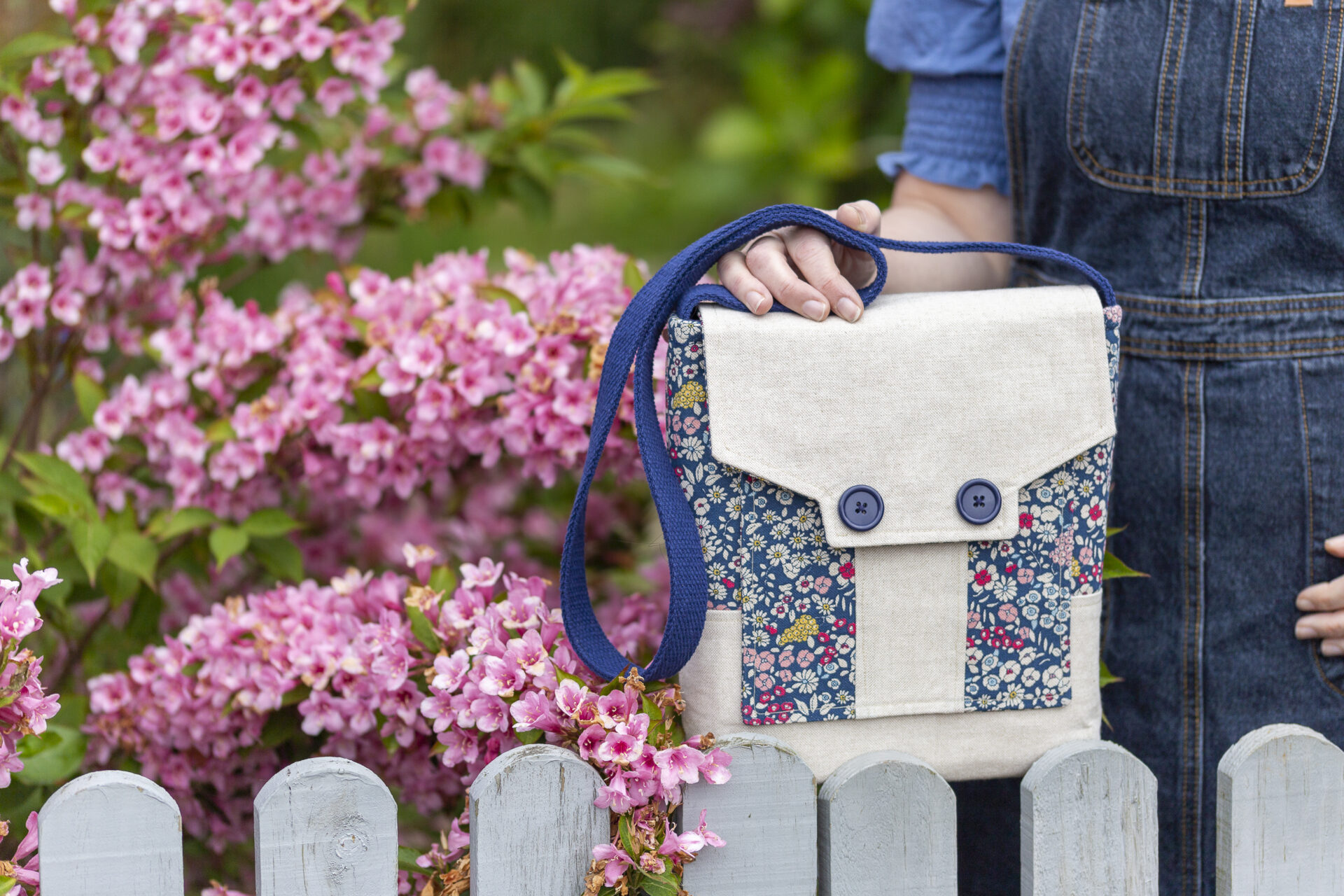 Letheringsett Messenger Bag PDF sewing pattern made in linen and cotton