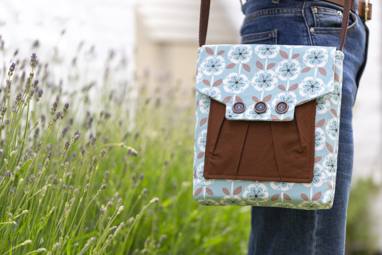 Letheringsett Messenger Bag PDF sewing pattern made in patterned and plain cotton canvas