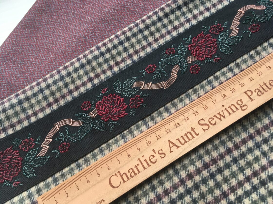 Vintage jacquard ribbon from the Charlie's Aunt stash, available in our Etsy store