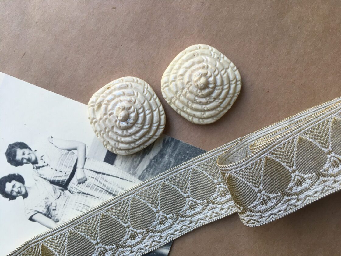 Vintage jacquard ribbon from the Charlie's Aunt stash, available in our Etsy store