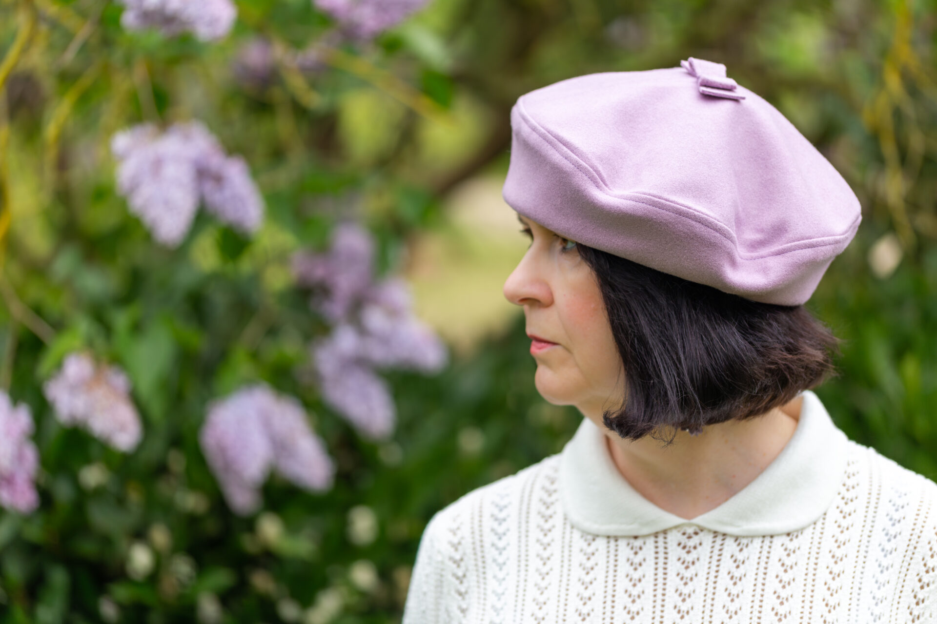 Nedging Beret in a lovely shade of lilac