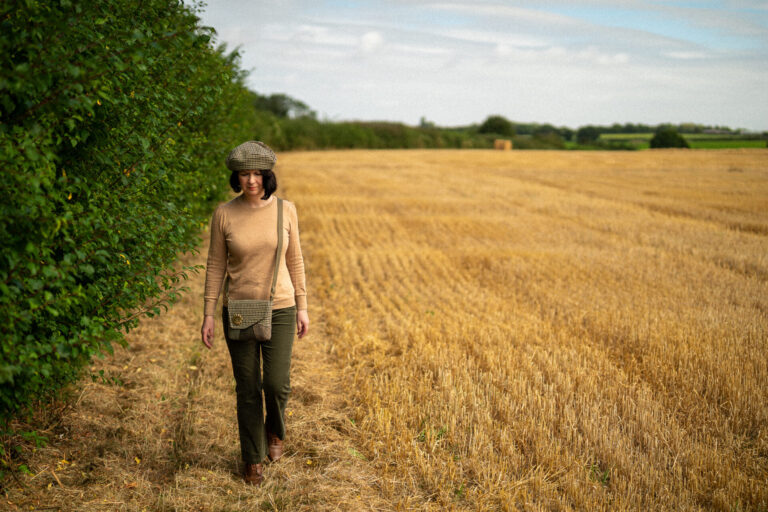 The Nedging Beret made from the new PDF sewing pattern from Charlie's Aunt in country tweed