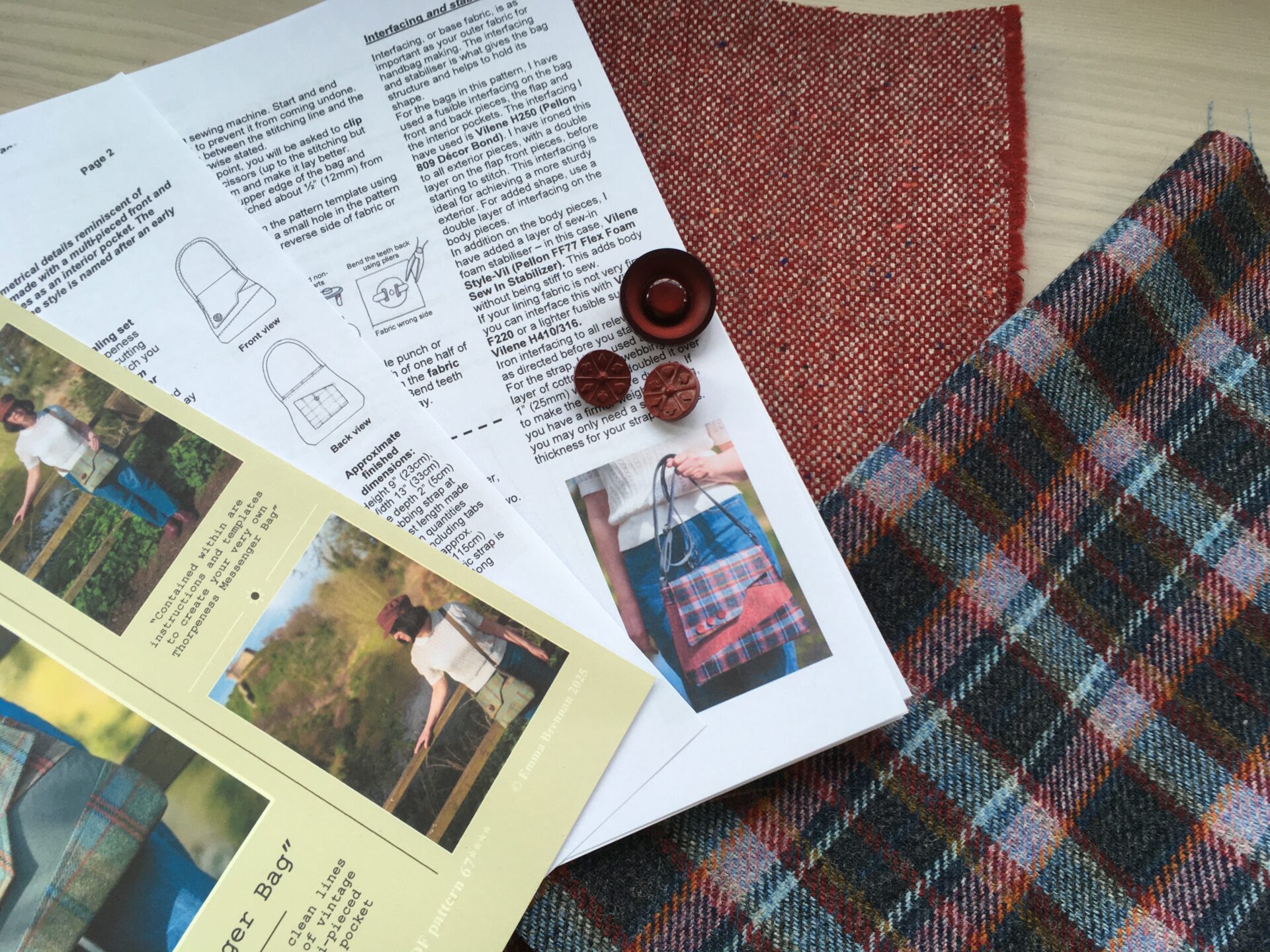New bag sewing pattern and fabrics by Charlie's Aunt